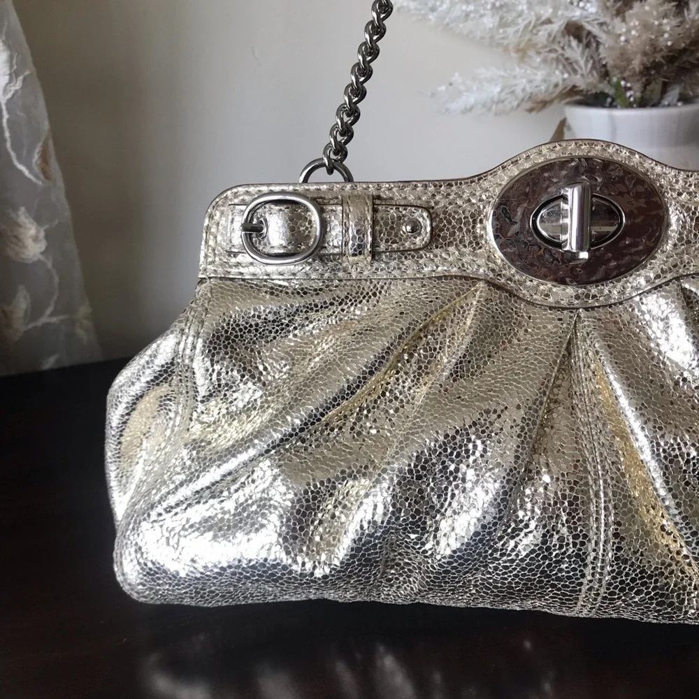 Coach Legacy Turnlock Metallic Leather Handbag Clutch 2009 14210 - Picture 2 of 16